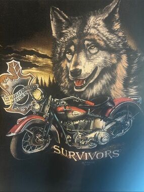 VINTAGE 1991 3D EMBLEM HARLEY DAVIDSON SURVIVORS TSHIRT SINGLE STITCH XXL